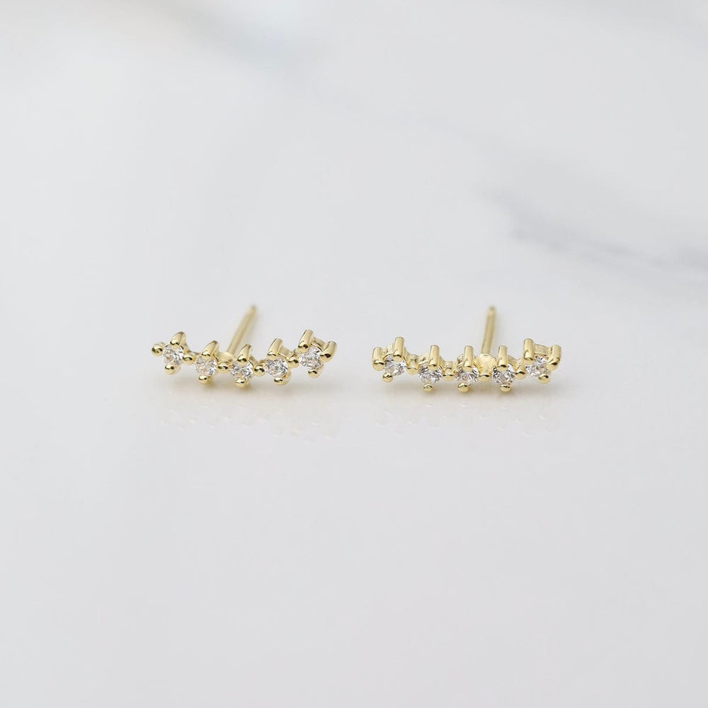 EAR-VRM Shared Prong Curve of CZs Studs - Gold Vermeil