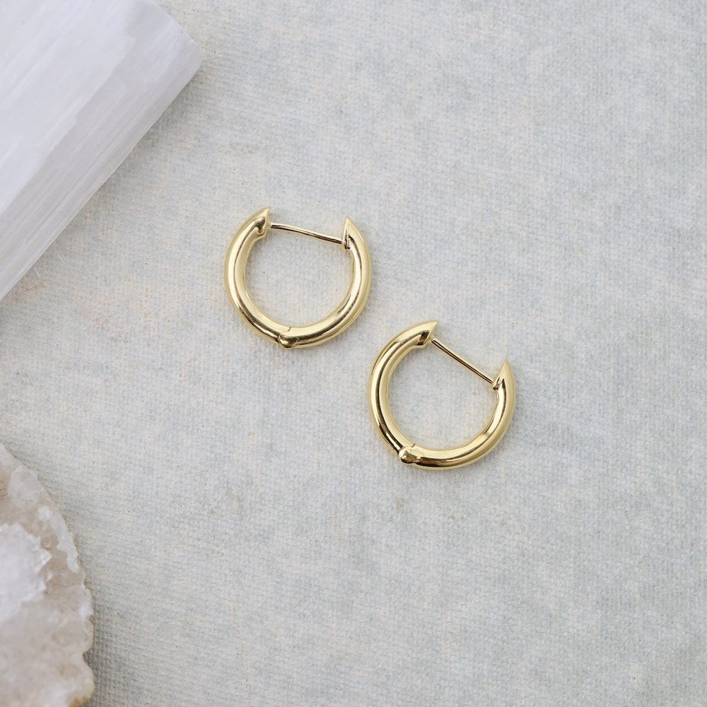 EAR-VRM Solid 15mm Click Lock Huggie Hoops - Gold Vermeil