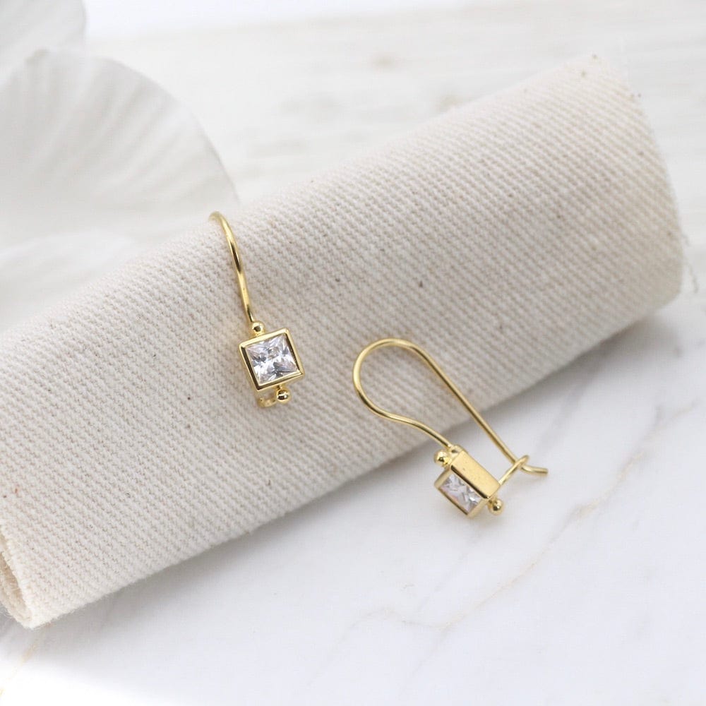 
                  
                    EAR-VRM Square Bezel Set CZ Earring with Locking Hook - Gold Vermeil
                  
                