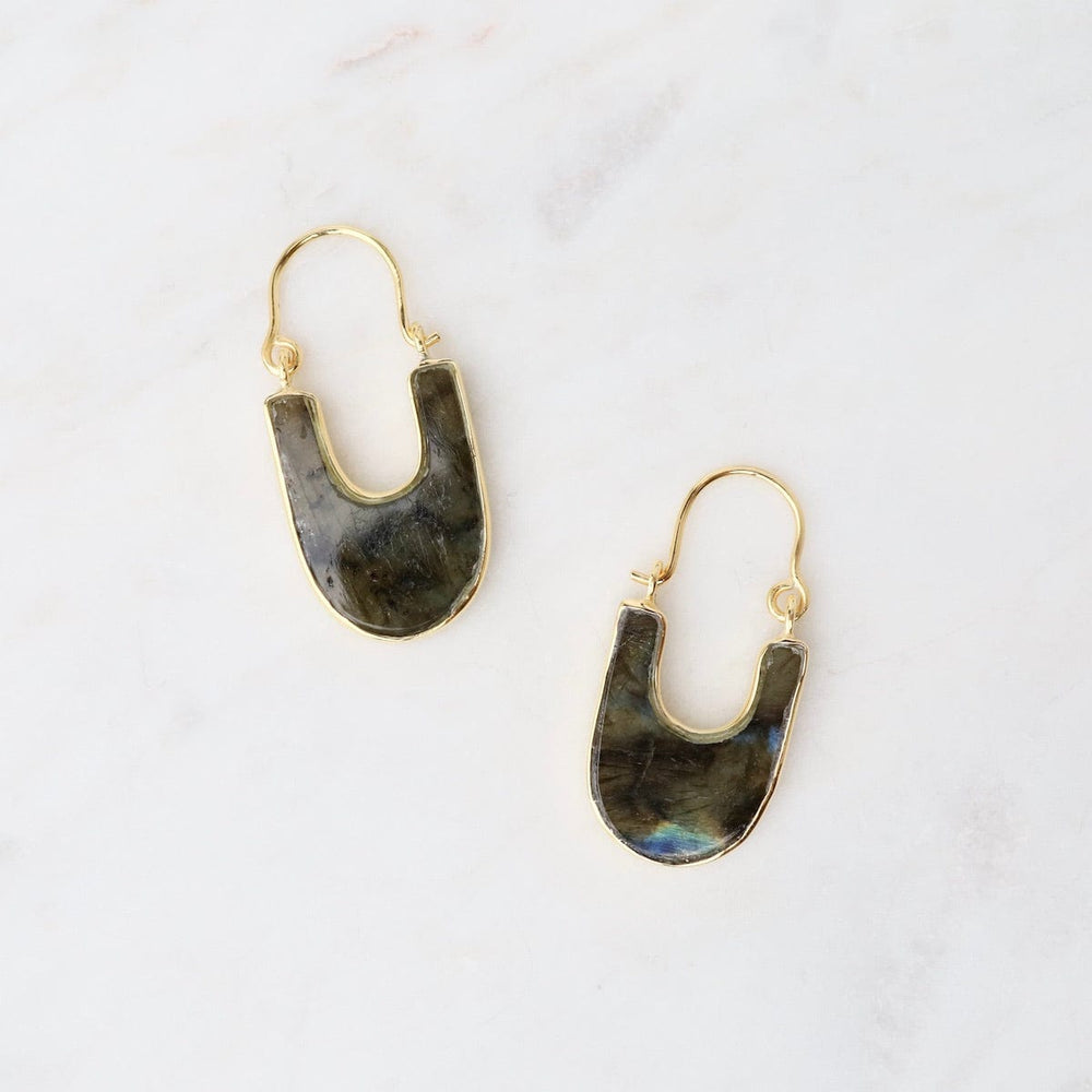 EAR-VRM Stone Slice Hoop Earrings - Labradorite