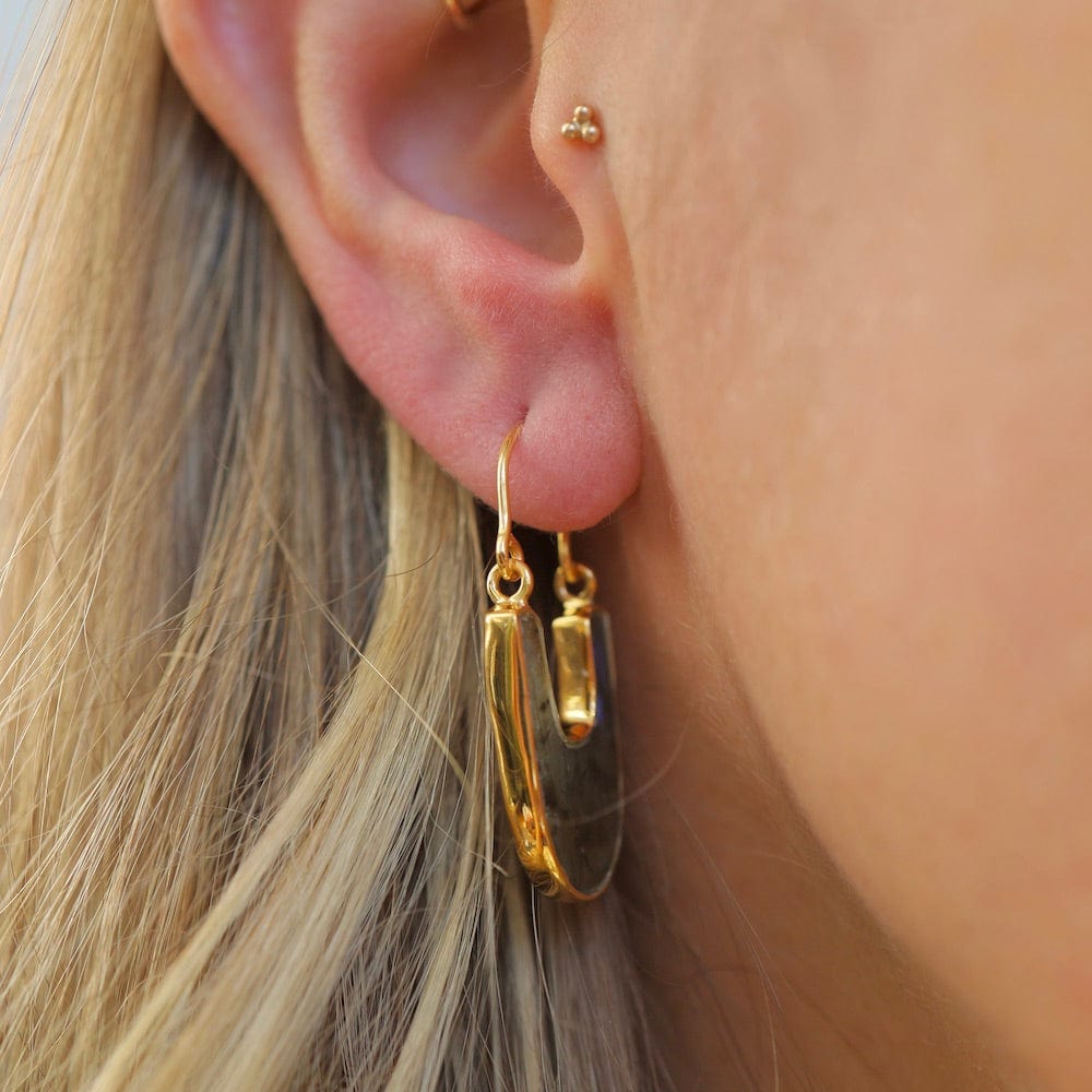 EAR-VRM Stone Slice Hoop Earrings - Labradorite