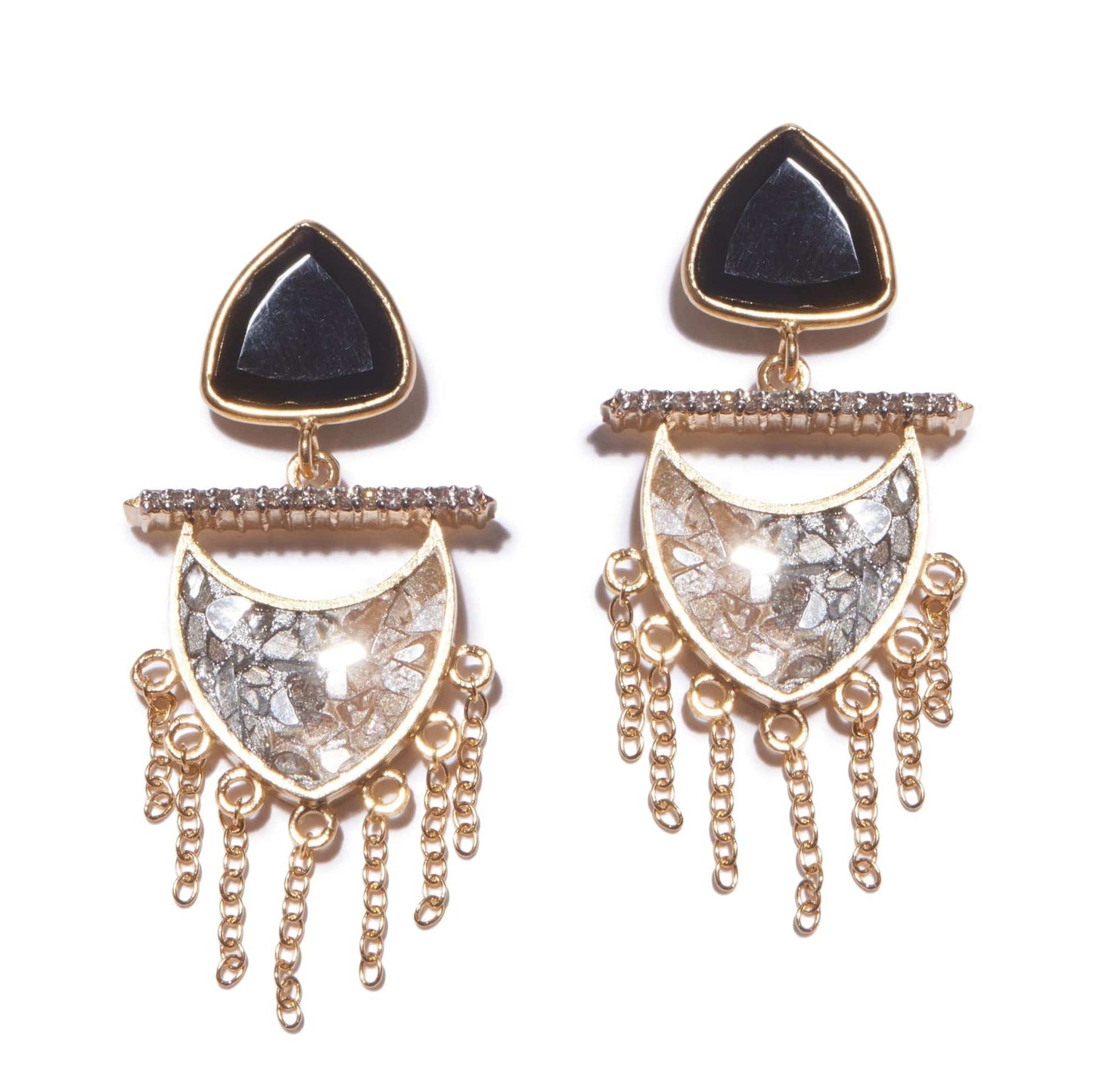 EAR-VRM Timi Grey Ombre Gold Vermeil Earrings