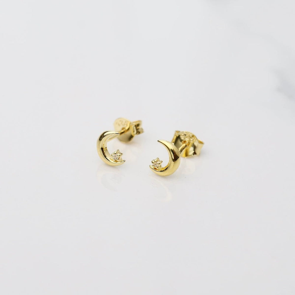 
                  
                    EAR-VRM Tiny Moon Studs with Tiny CZ - Polished Gold Vermeil
                  
                