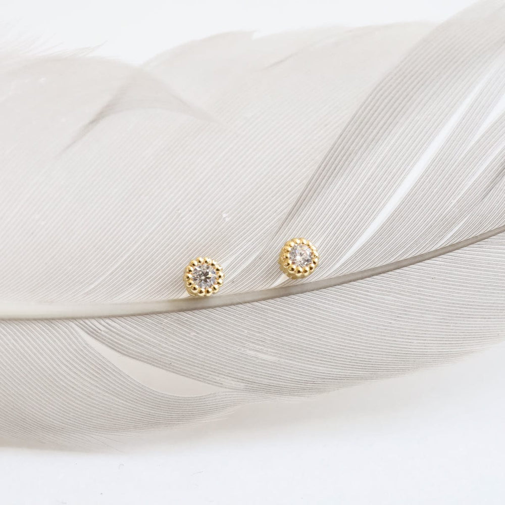 
                  
                    EAR-VRM Tiny Round Milgrain-Edge CZ Stud Earring - Gold Vermeil
                  
                