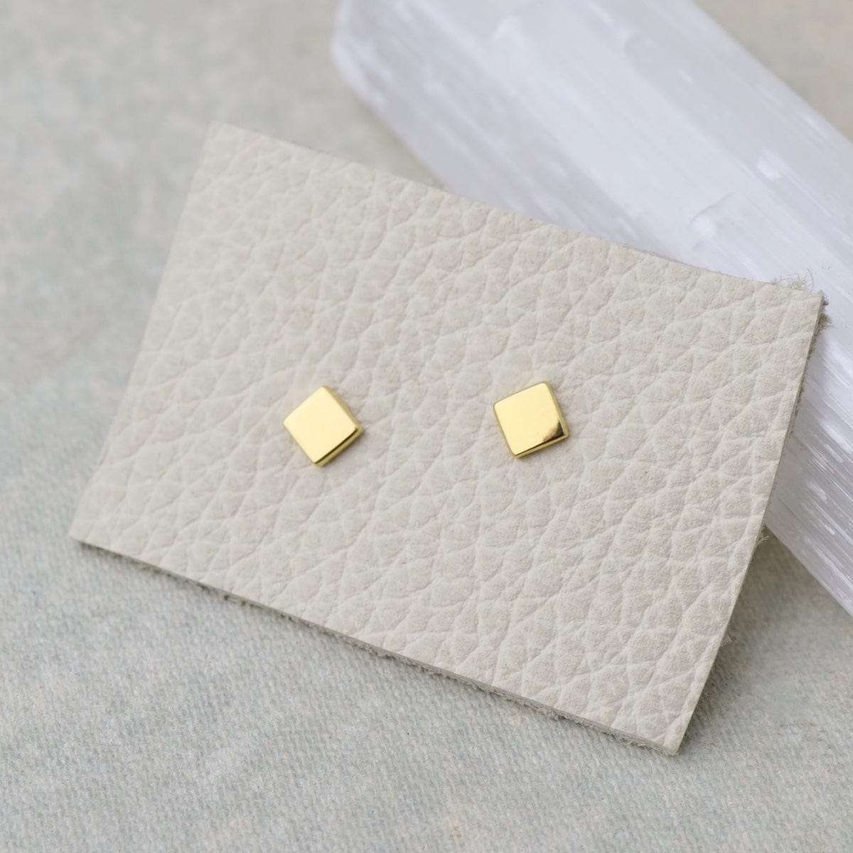 EAR-VRM Tiny Square Stud Earrings - Gold Vermeil