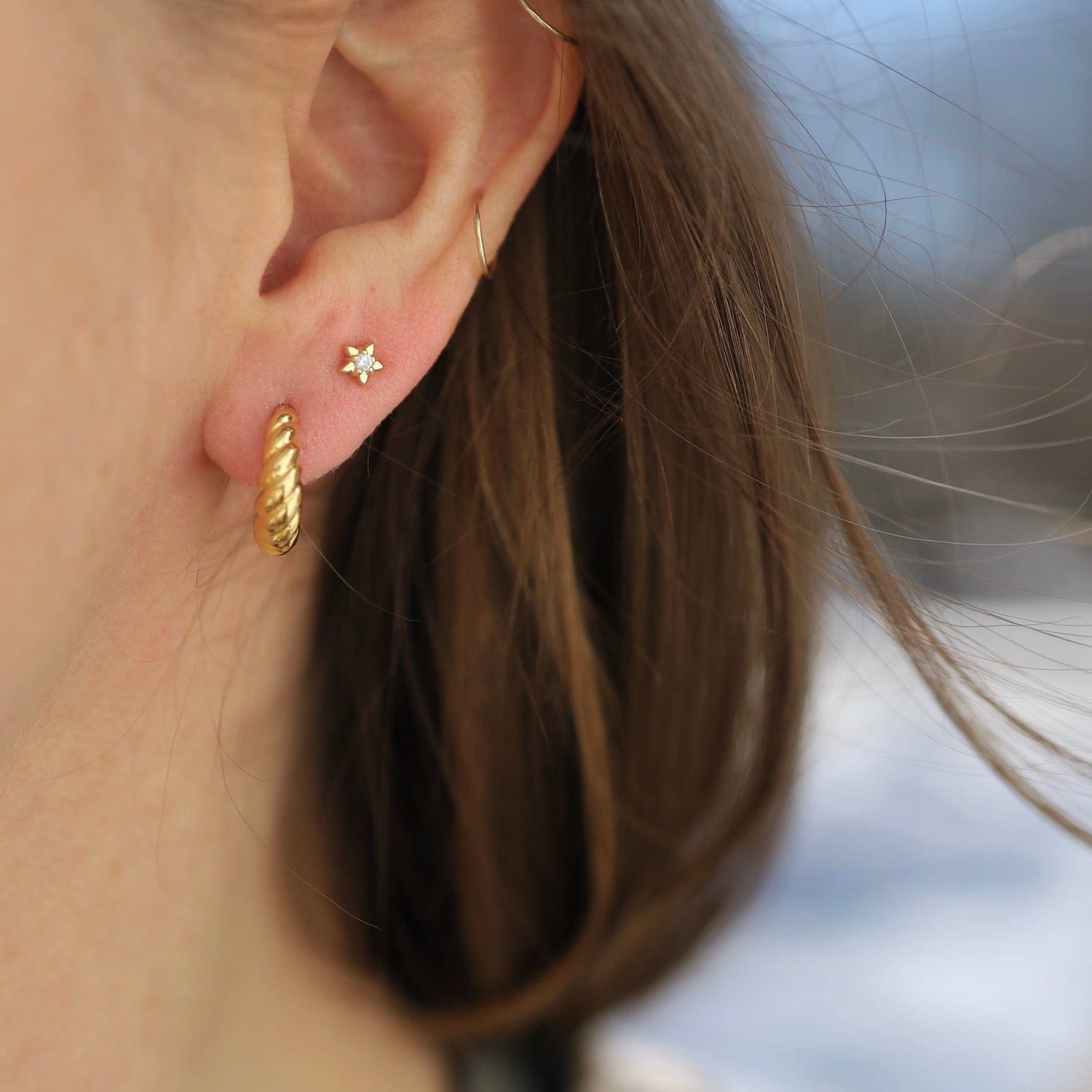 Gold Vermeil Tiny Star with CZ Stud Earrings – Dandelion Jewelry