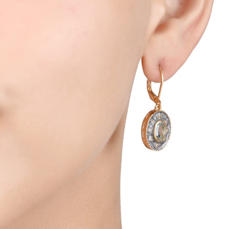 EAR-VRM Topaz Gold Plated Brass Enamel Earrings