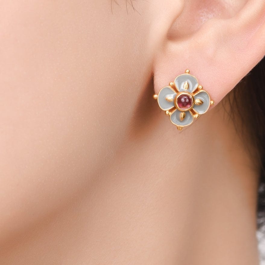 EAR-VRM Tourmaline GoldVermeil Enamel Stud Earrings