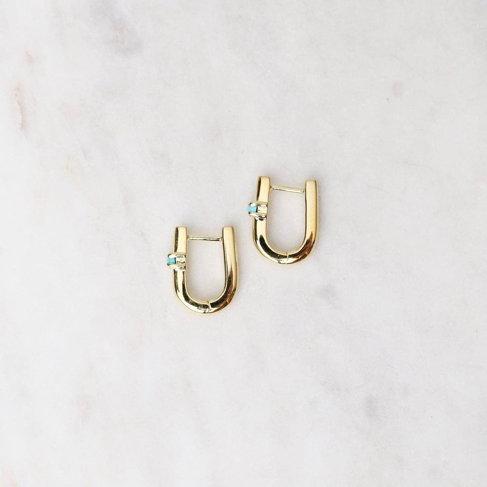 
                  
                    EAR-VRM U Shaped Huggie Hoops with Turquoise - Gold Vermeil
                  
                