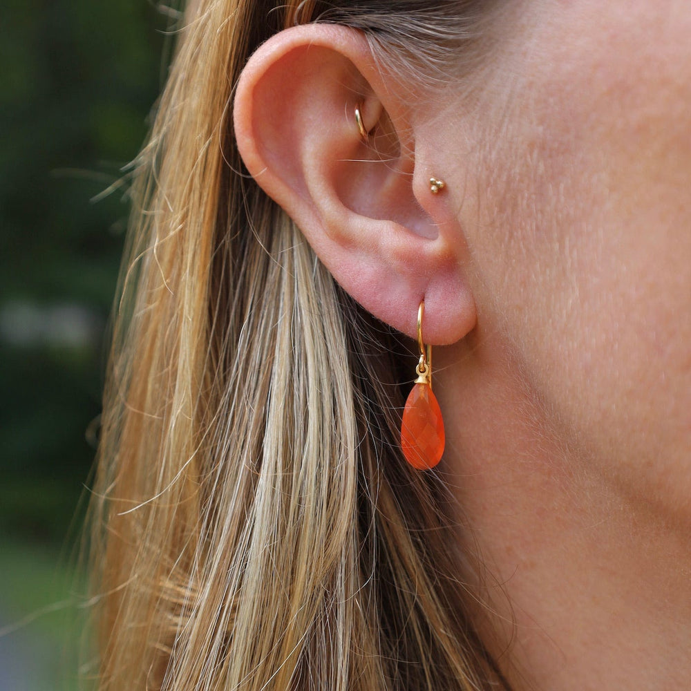 EAR-VRM Wire Faceted Carnelian Earrings