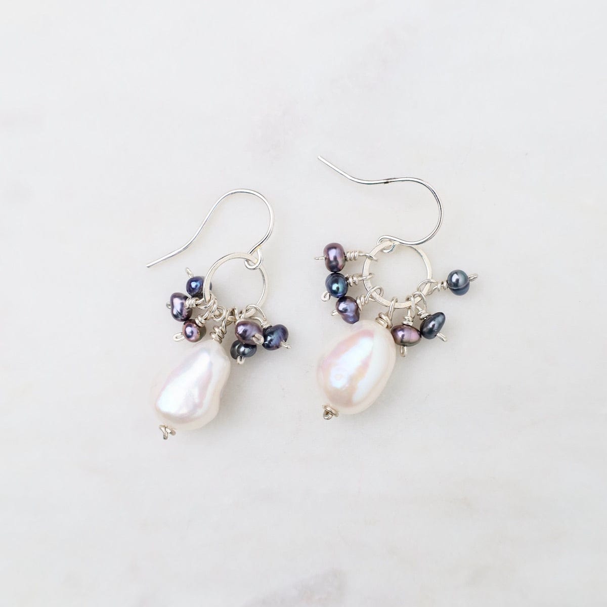 EAR White and Grey Peral Cluster Earrings