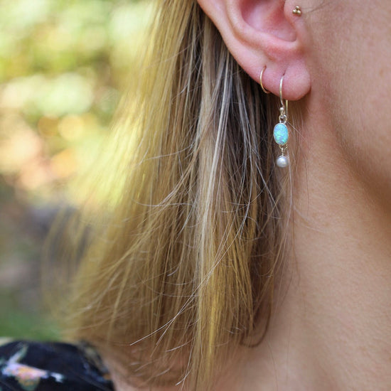 EAR White Opal & Pearl Dangle Earrings