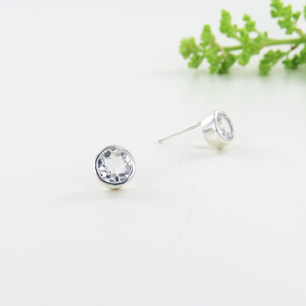 EAR White Topaz Dot Post Earring