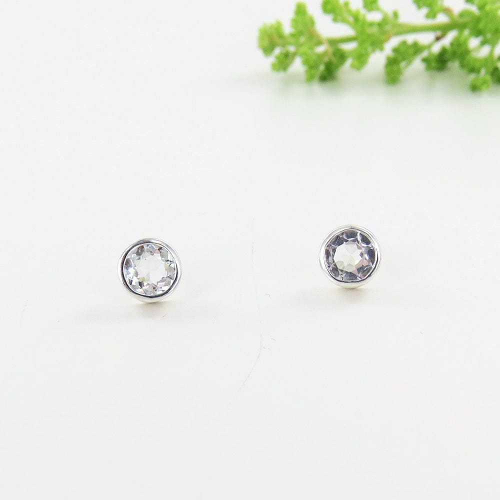 EAR White Topaz Dot Post Earring