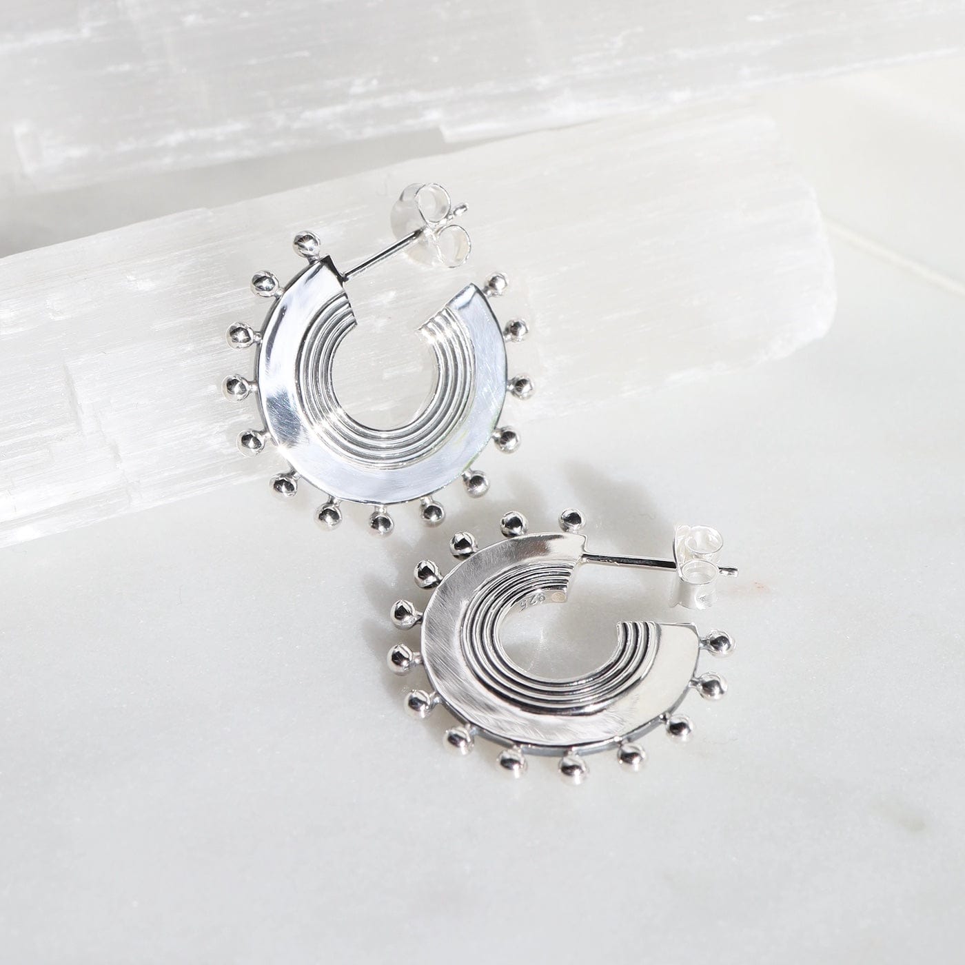 EAR Wide Flat Hoops with Balls