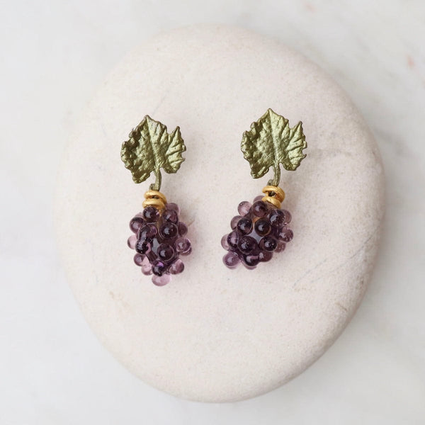 Grapes on the Vine Earrings by Micky Roof (Gold & Stone Earrings) | Artful  Home