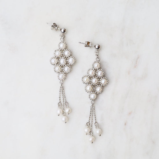EAR Woven Pearls in Diamond with Tassel Earrings