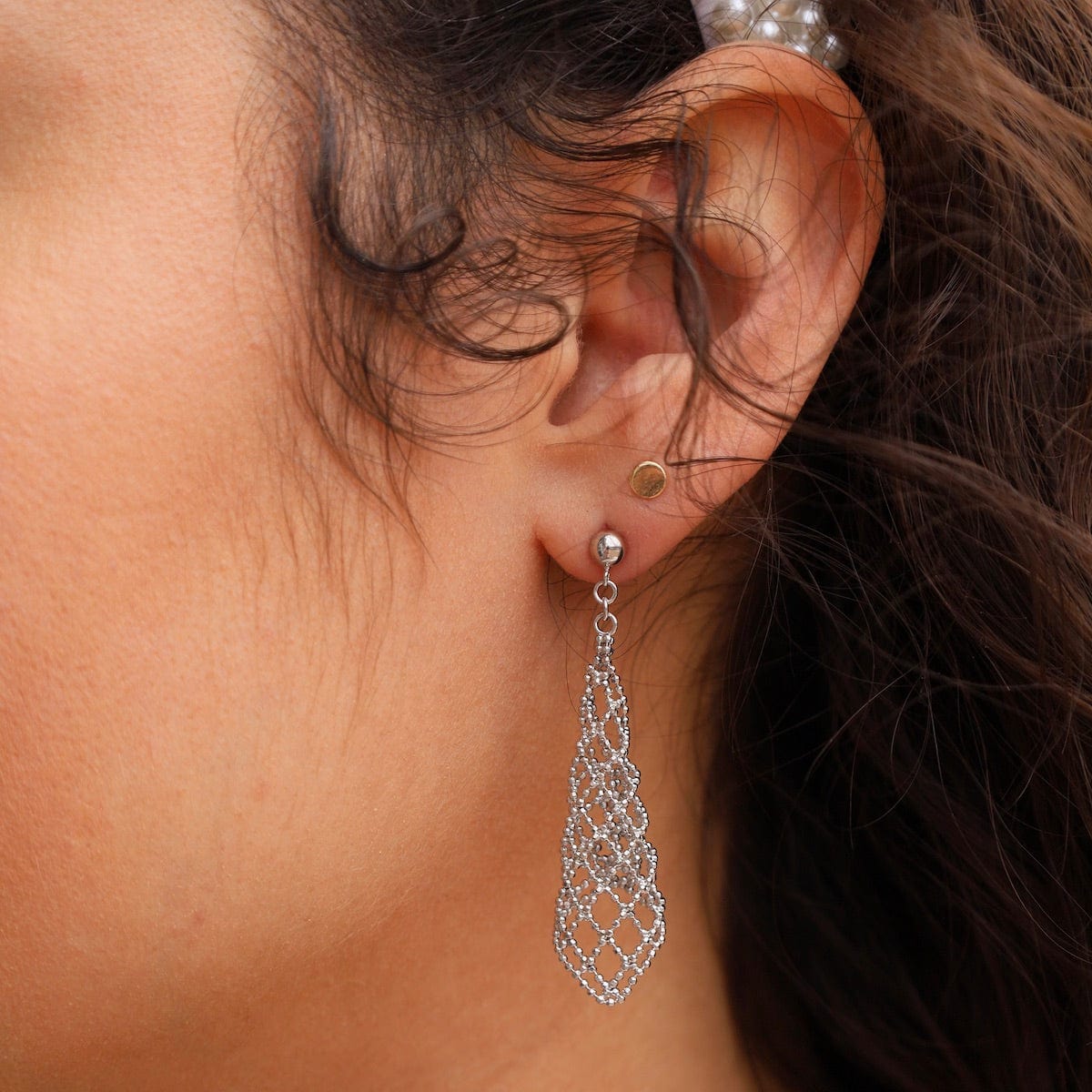 Load image into Gallery viewer, EAR Woven Small Draping Cone Earrings
