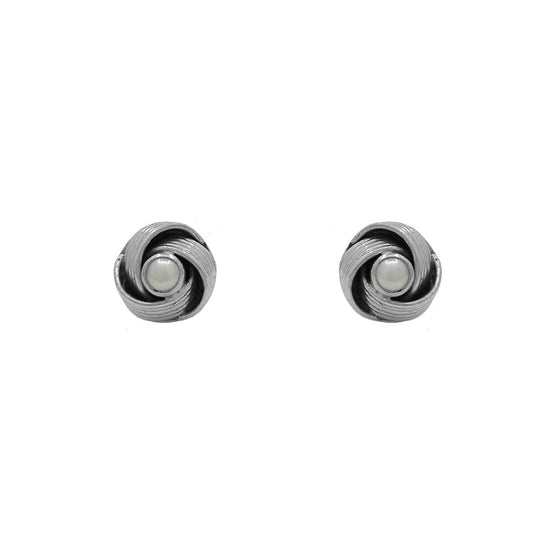 655 EAR Woven Sterling Silver & Pearl Earring