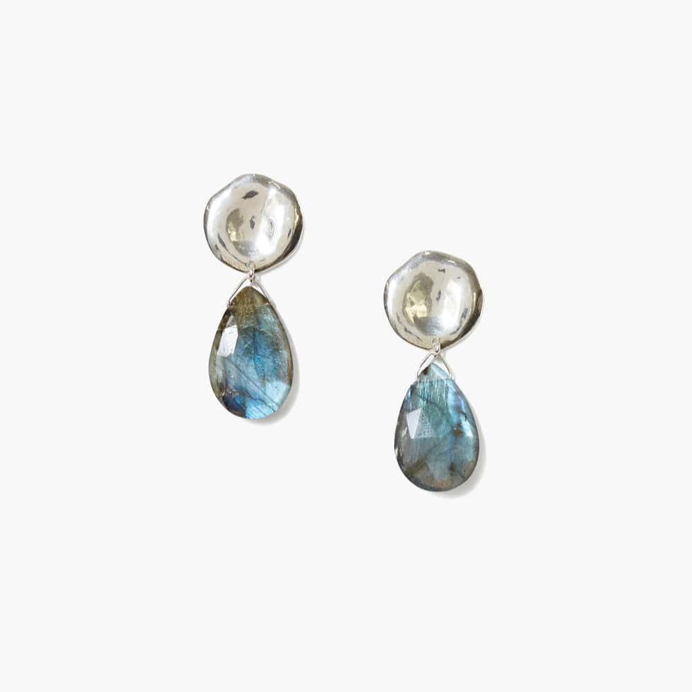 EAR Yasmine Coin Drop Earrings Labradorite