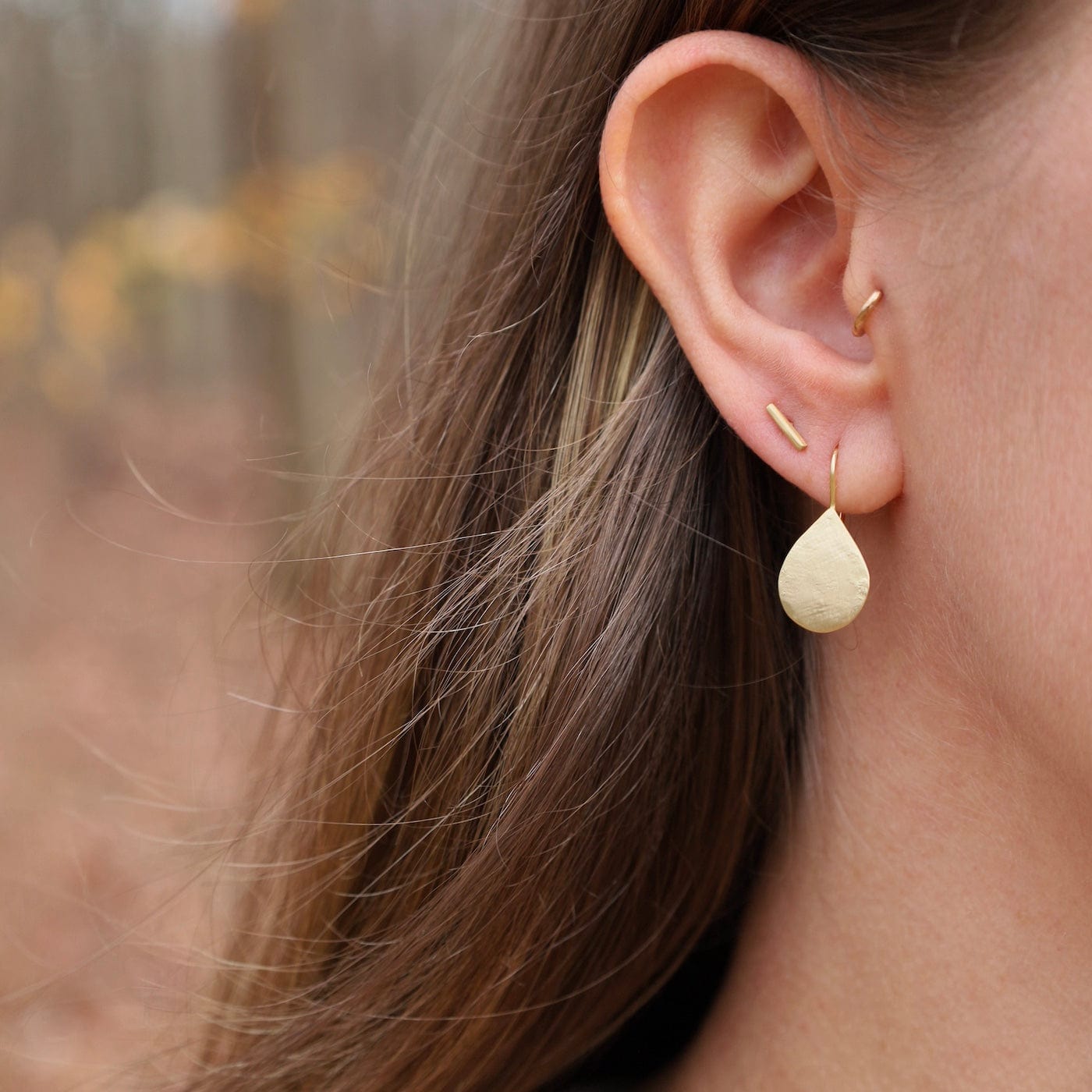 EAR Yellow Gold Parchment Teardrop Earrings