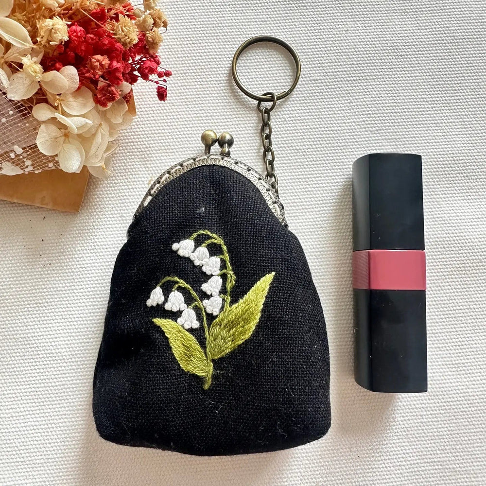 
                      
                        GIFT Black Embroidered Keychain Pouch - Lily of the Valley
                      
                    