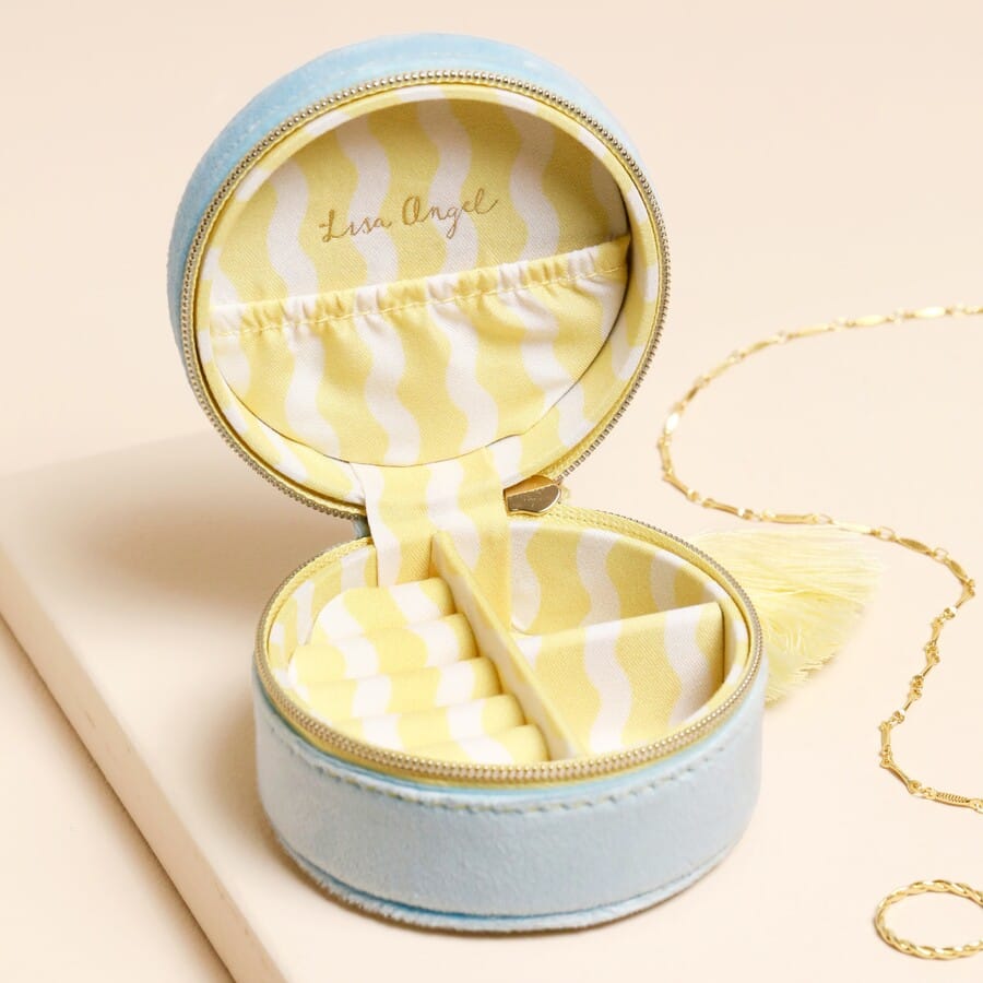 GIFT Blue Hello Lovely You Mini Round Travel Jewelry