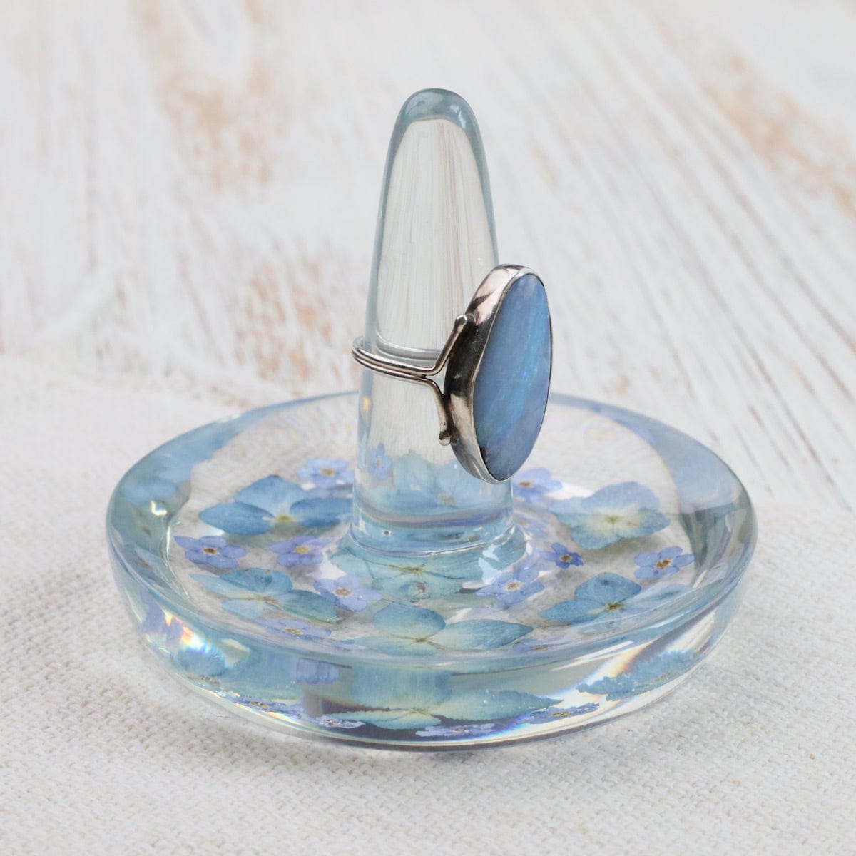 GIFT Botanical Blue Flowers Ring Holder
