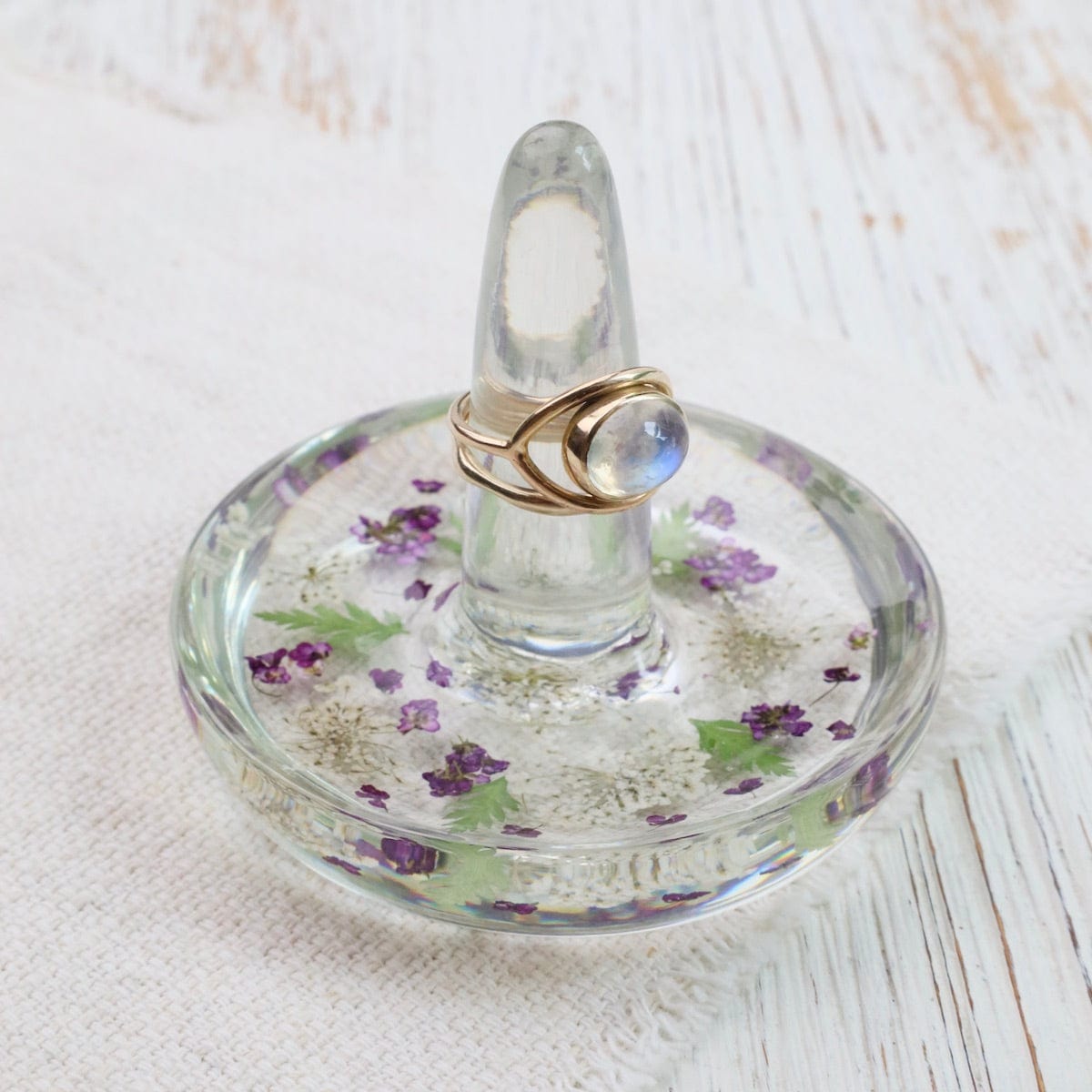 Load image into Gallery viewer, GIFT Botanical Purple &amp;amp; White Flowers Ring Holder
