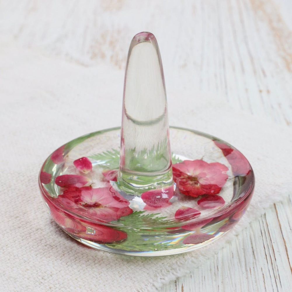 GIFT Botanical Red Flowers Ring Holder