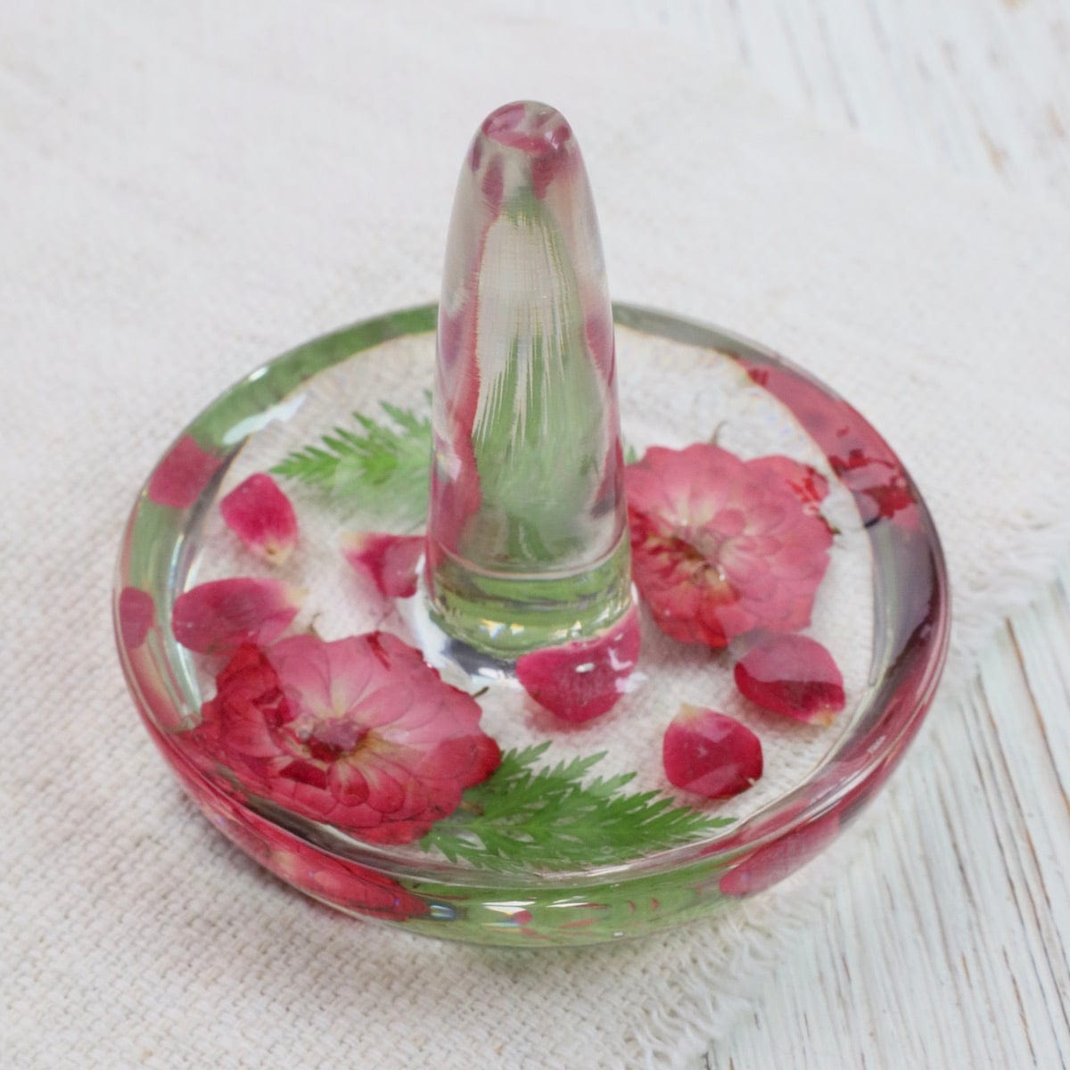 GIFT Botanical Red Flowers Ring Holder