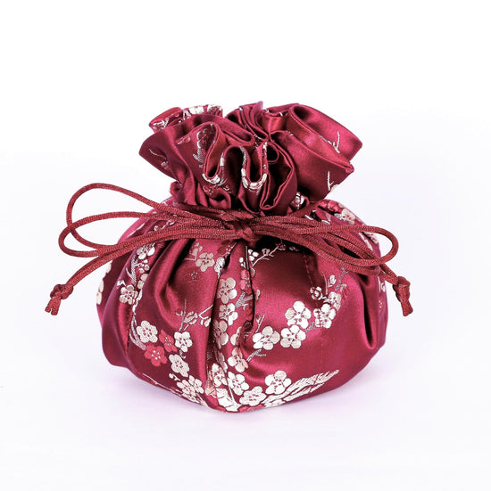 GIFT Brocade Jewelry Pouch Cherry Blossom - Red & Gold