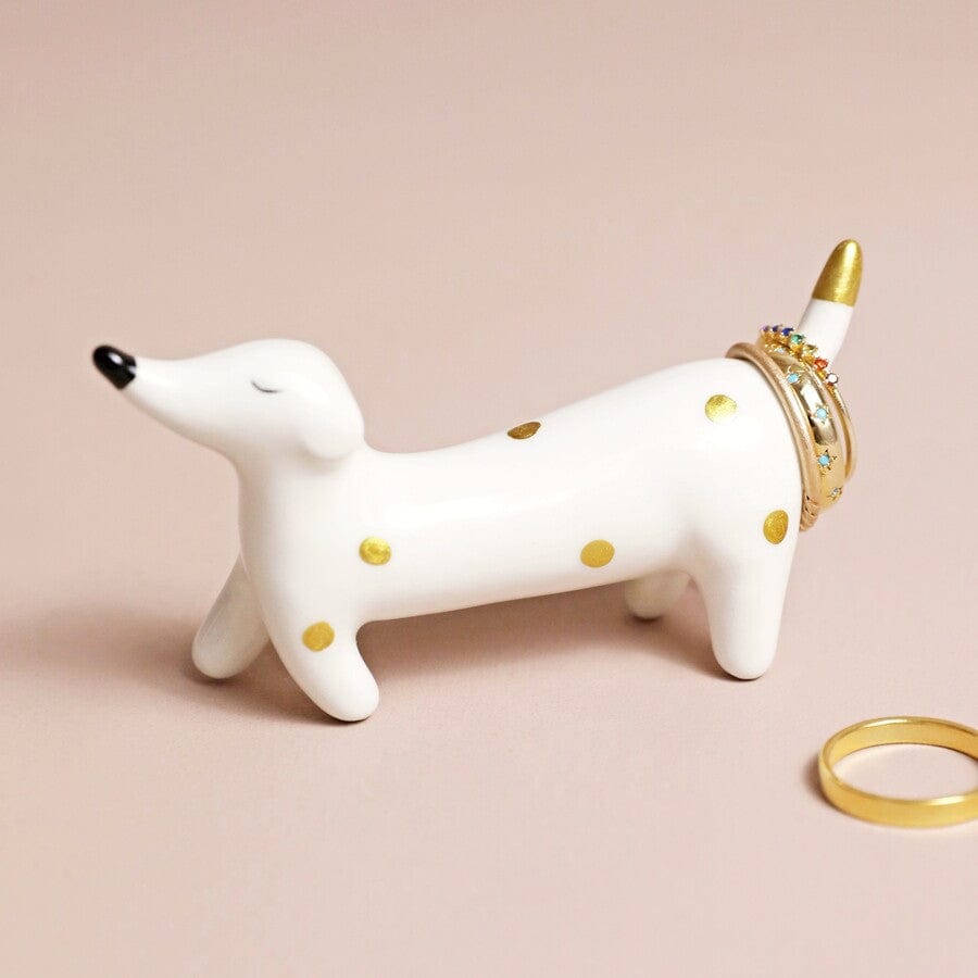 GIFT Ceramic Sausage Dog Ring Holder