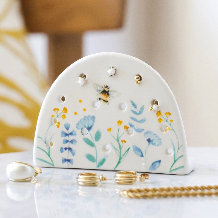 gift cornflower blue floral ceramic earring holder 41095135396071