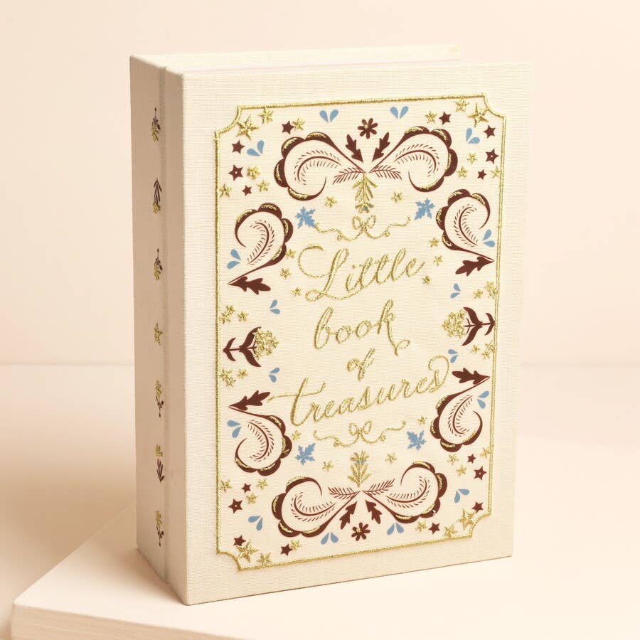 GIFT Cream Little Book of Treasures Linen Jewelry Box