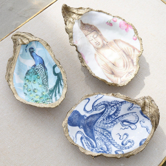 GIFT Decoupage Oyster Ring Dish - Octopus