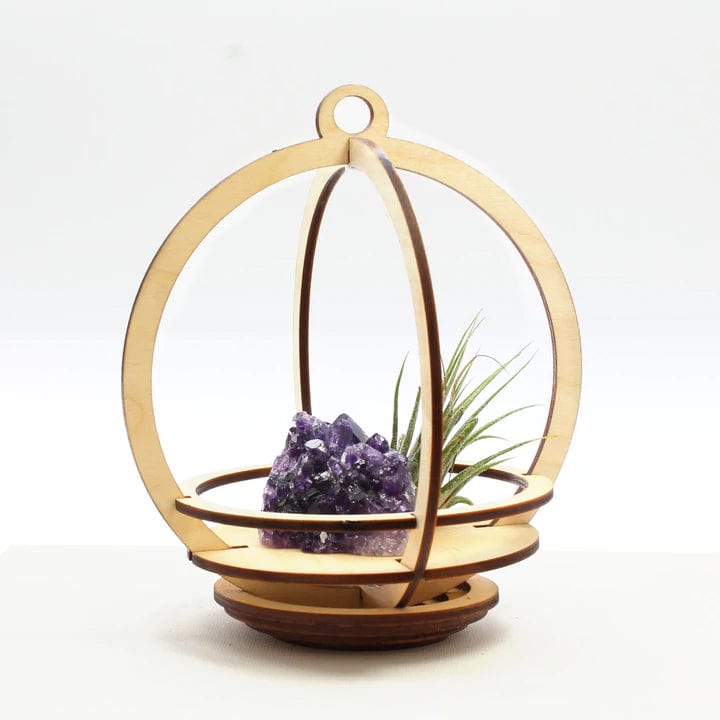GIFT Deluxe Large Orbit Air Plant Holder With Amethyst Crystal