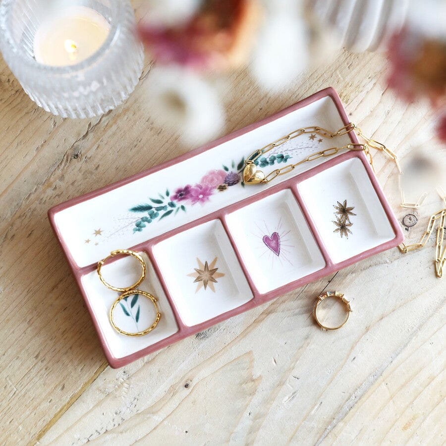 GIFT Floral Heart Ceramic Trinket Tray