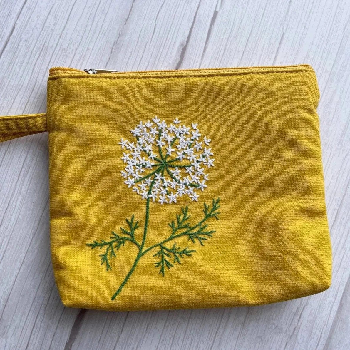 GIFT Flower Embroidered Cosmetic Bag - Dandelion