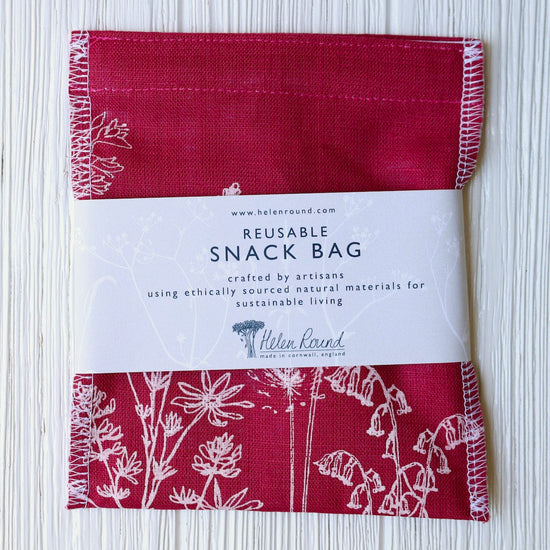 GIFT Garden Snack Bag ~ Raspberry Red Linen