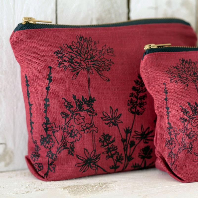 GIFT Garden Toiletry Bag ~ Raspberry Red Linen