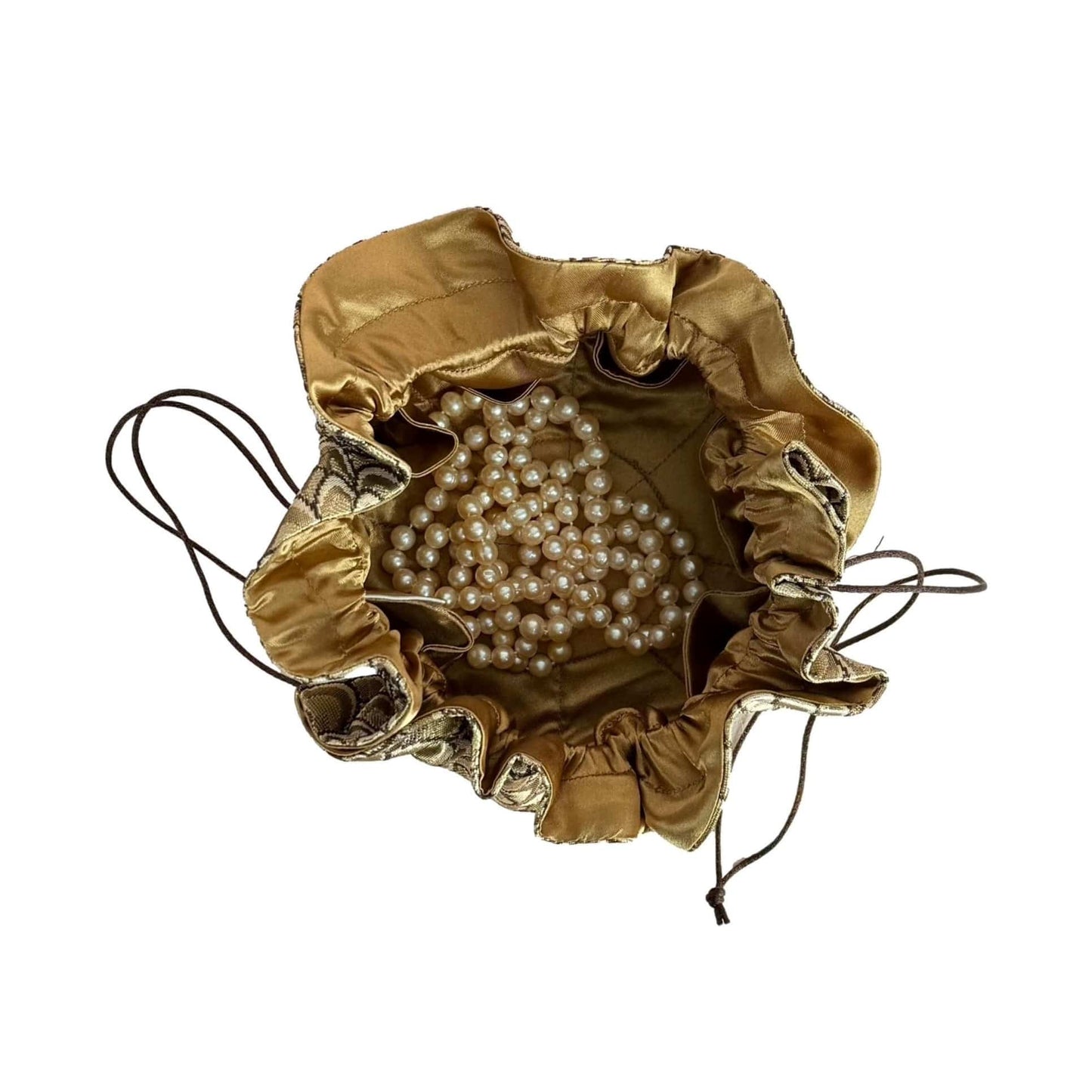 GIFT Gold Small Feather Brocade Jewelry Pouch