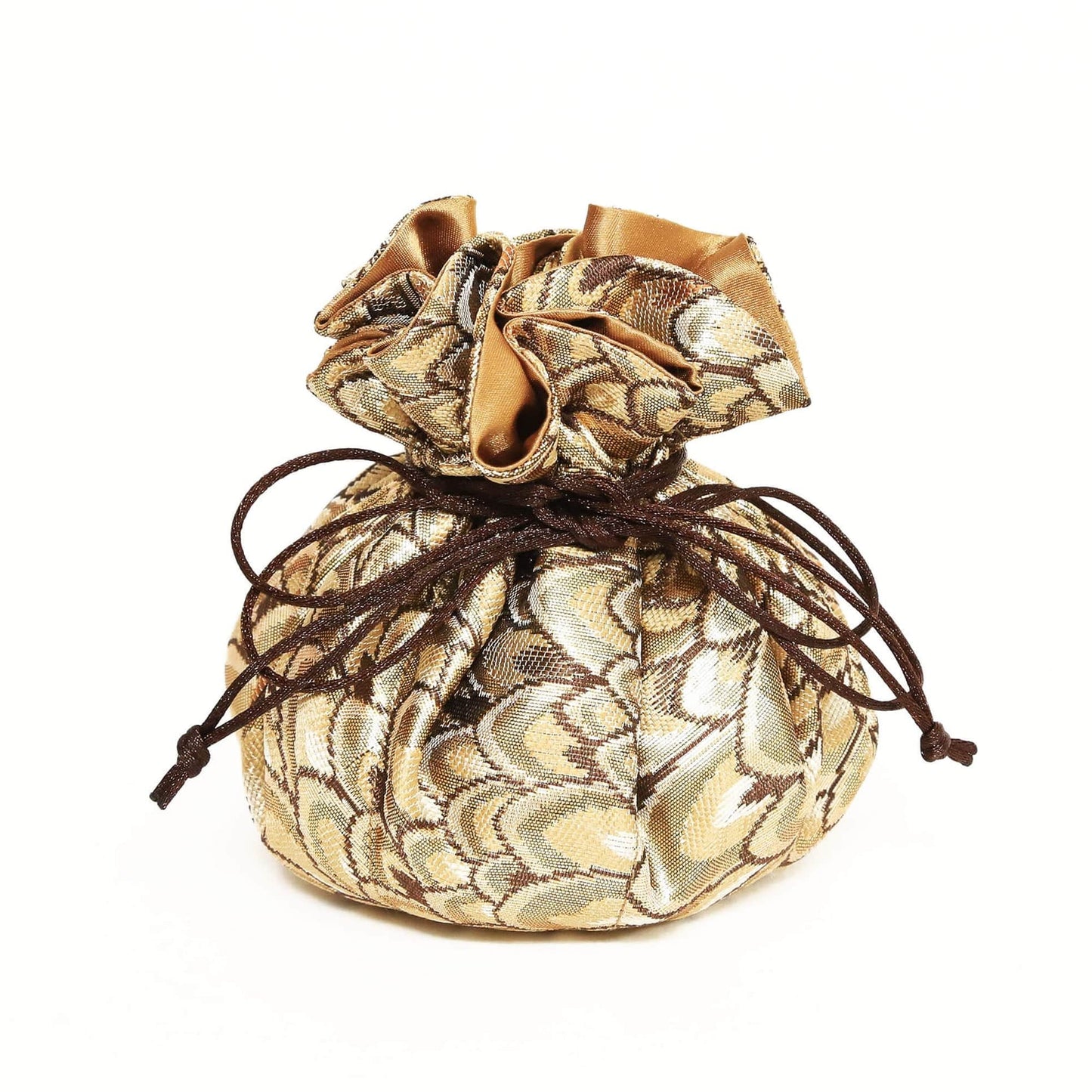 GIFT Gold Small Feather Brocade Jewelry Pouch