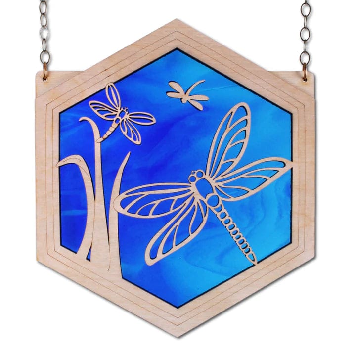 GIFT Grand 10" Suncatcher - Dragonfly in Cobalt Swirl