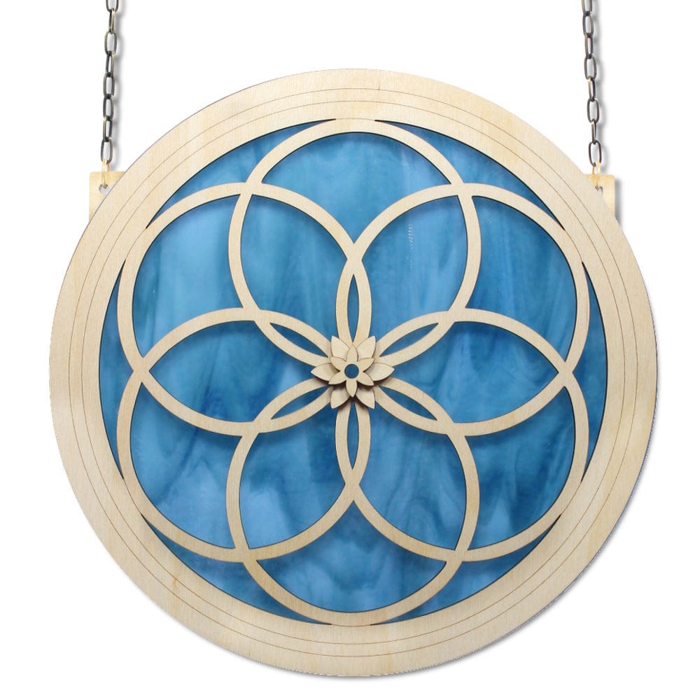 GIFT Grand 10" Suncatcher - Interlocking Rings in Aqua