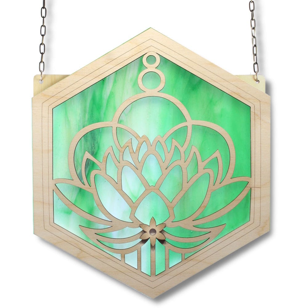 GIFT Grand 10" Suncatcher - Lotus in Green Swirl