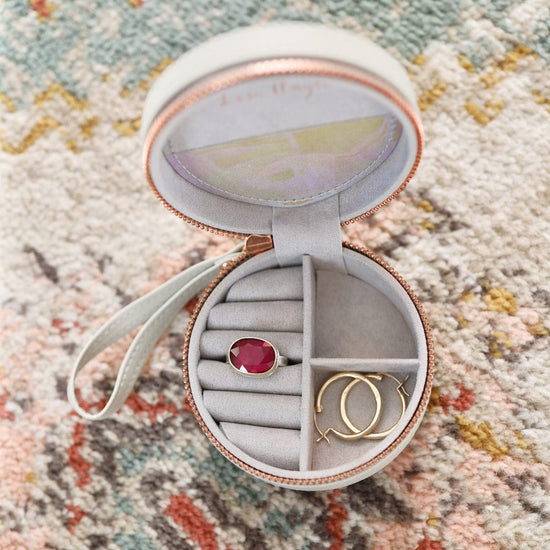 Load image into Gallery viewer, GIFT Grey Mini Round Travel Jewelry Case
