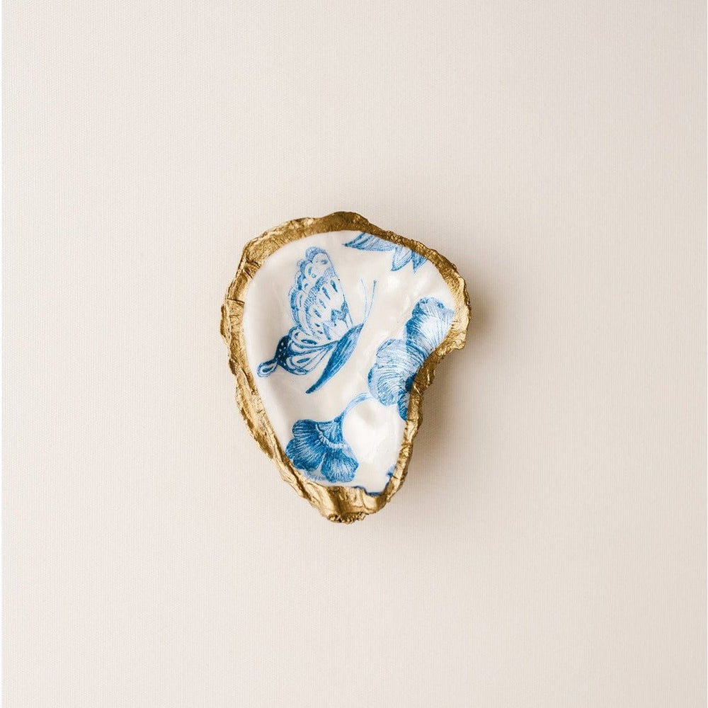 GIFT Indigo Decoupage Oyster Ring Dish - Butterfly