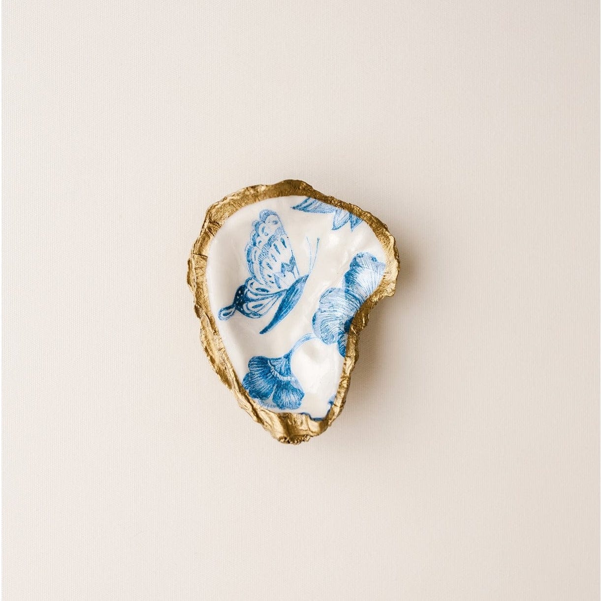 GIFT Indigo Decoupage Oyster Ring Dish - Butterfly