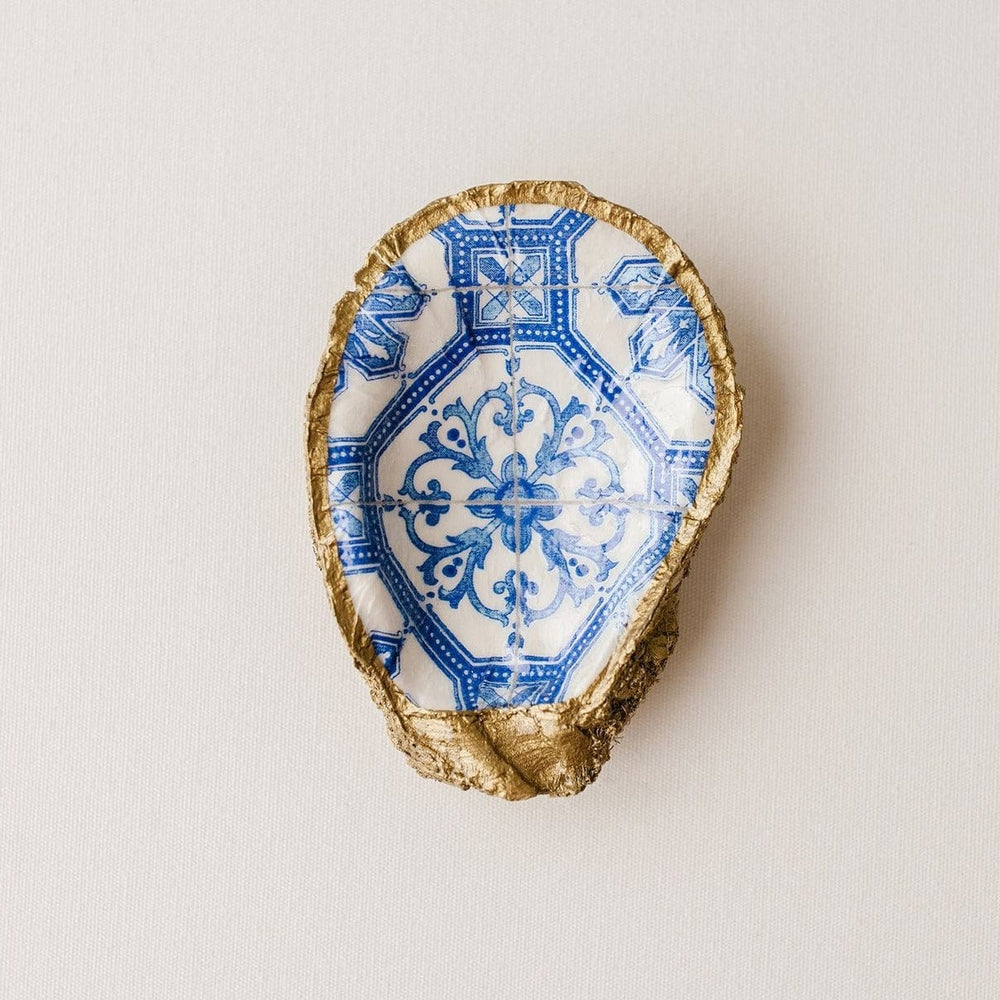 GIFT Indigo Decoupage Oyster Ring Dish - Moroccan Tile